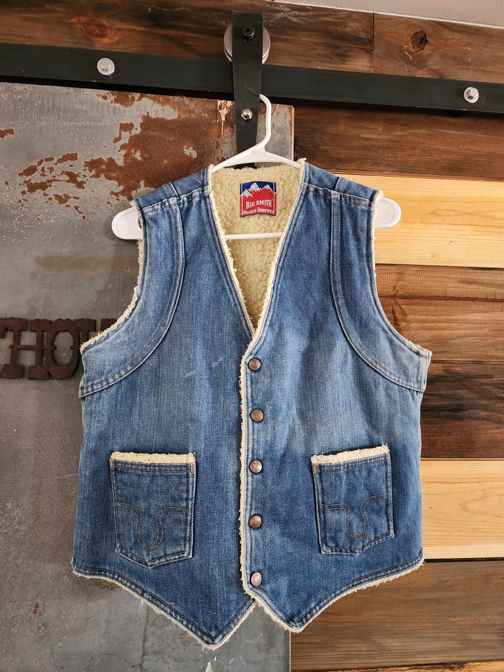Vintage BIG SMITH Denim Sherpa-Lined Vest